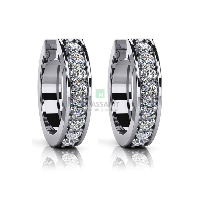 Серьги круглые-конго из белого золота с муассанитами M-12520. Цена ...