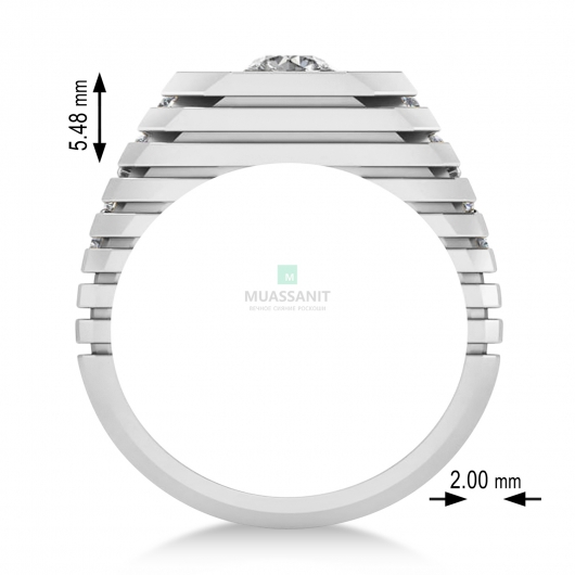 Мужское кольцо из белого золото с муассанитами