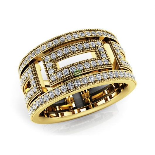 Женское винтажное кольцо из желтого золота с муассанитами