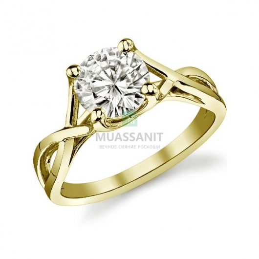 Золотое помолвочное кольцо с одним большим муассанитом