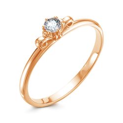 Помолвочное кольцо из красного золота с муассанитом