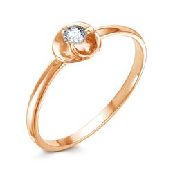 Помолвочное кольцо из красного золота с муассанитом