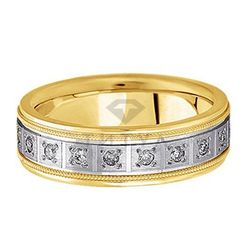 Мужское кольцо из золота двух цветов с муассанитами