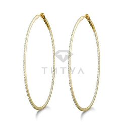 Серьги Конго (кольца) из желтого золота с муассанитами