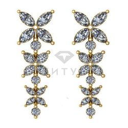 Висячие серьги из желтого золота с муассанитами