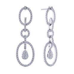 Серьги  из белого золота  с муассанитами