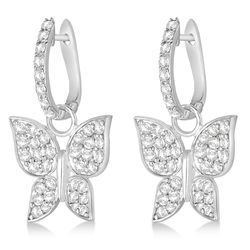 Серьги  из белого золота  с муассанитами