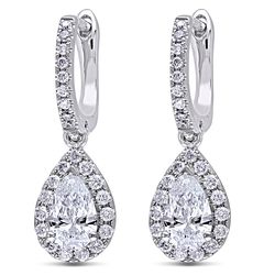 Серьги  из белого золота  с муассанитами