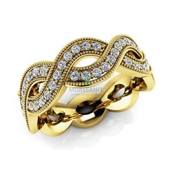 Женское винтажное кольцо из желтого золота с муассанитами