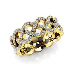 Женское кольцо в виде косички из желтого золота с муассанитами